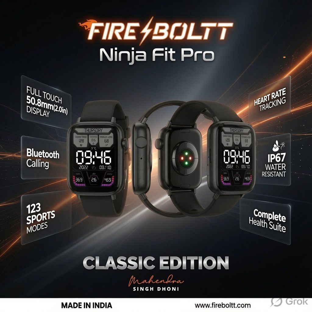 Fire-Boltt Ninja Fit Pro Classic Edition Smartwatch with Bluetooth Calling (2.0" Display) REFERBASE